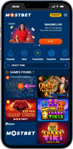 Tap Crazy Time to join a live round