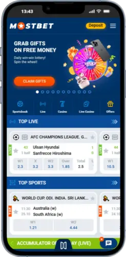 Opening the official Mostbet website in Safari on iPhone