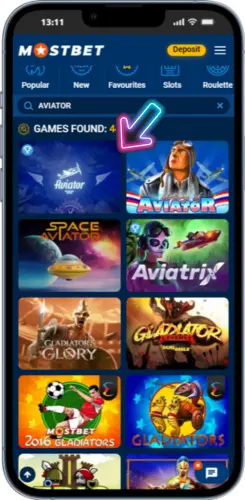 Search results showing Aviator