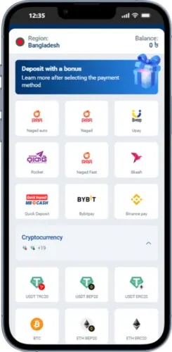 Mostbet Bangladesh deposit methods showing bonus offer banner