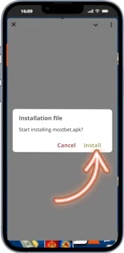 Confirmation window to install the Mostbet APK file